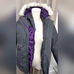 Magellan Outdoors 2 layer Purple Hooded Coat Girls Size Large